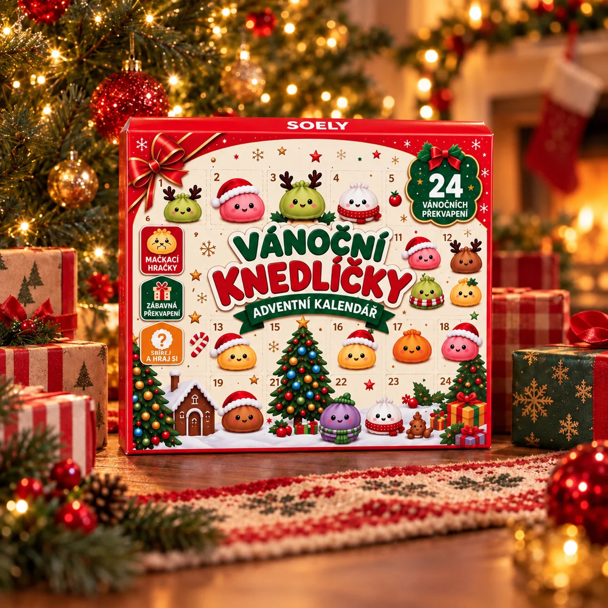 Adventní kalendář s knedlíčky pod stromečkem